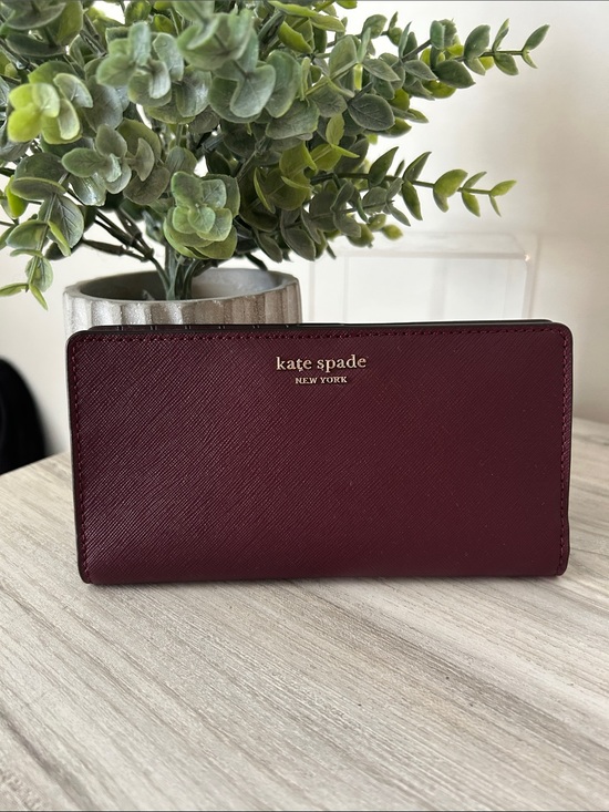 kate spade Handbags - kate spade Cameron large billfold Burgundy Saffiano Wallet NWOT
